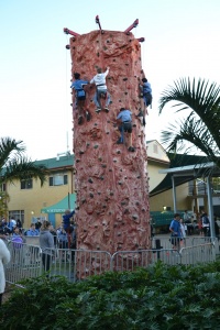 Students on climbing wall